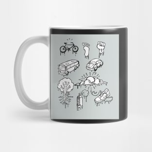 Urban mobility and transport drawings illustration Mug